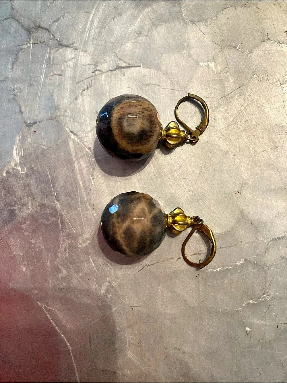 Brown Granite Drop Earrings